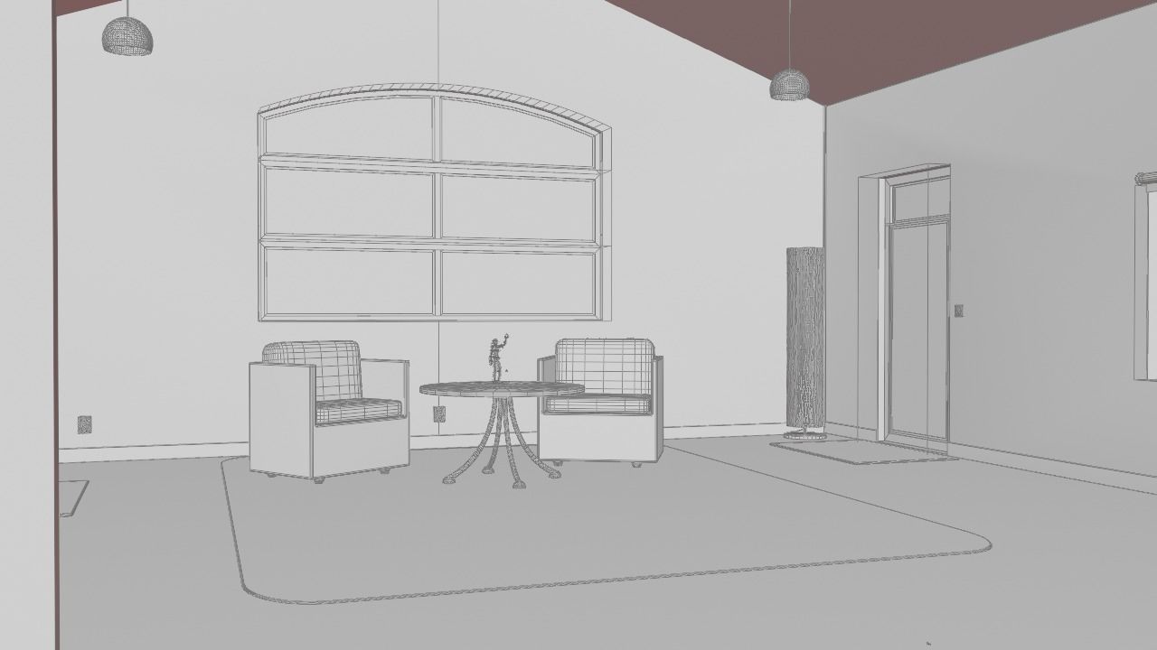 Studio house with loft and environment 2024 3D model_12