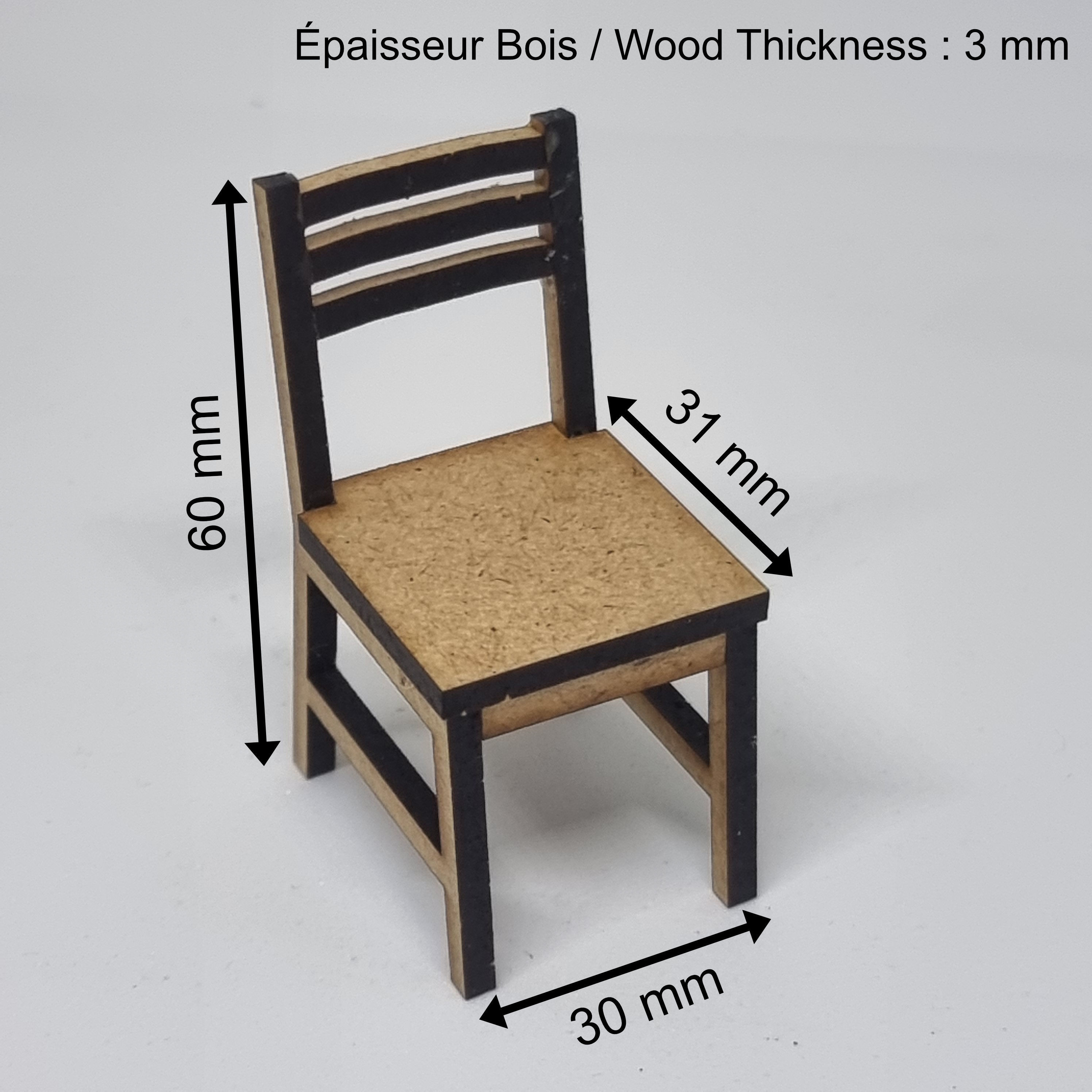 Miniature Chair for laser cutting machine 3D print model_3