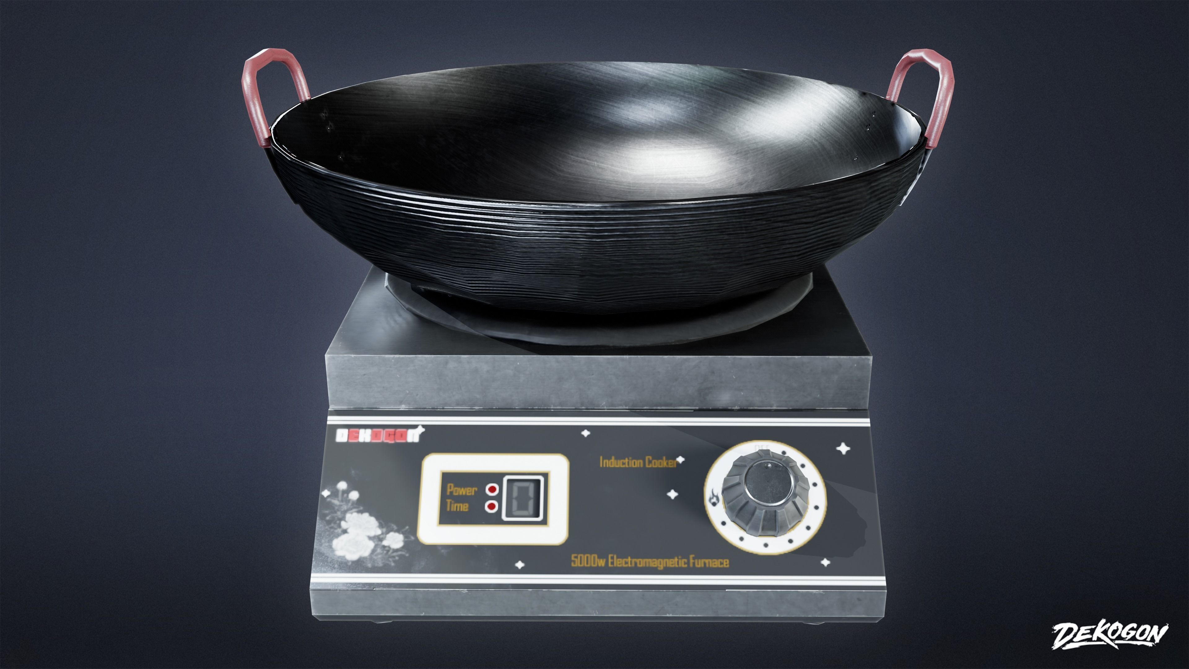 KITCHEN - Induction Wok 01 - LOW POLY Low-poly 3D model_3