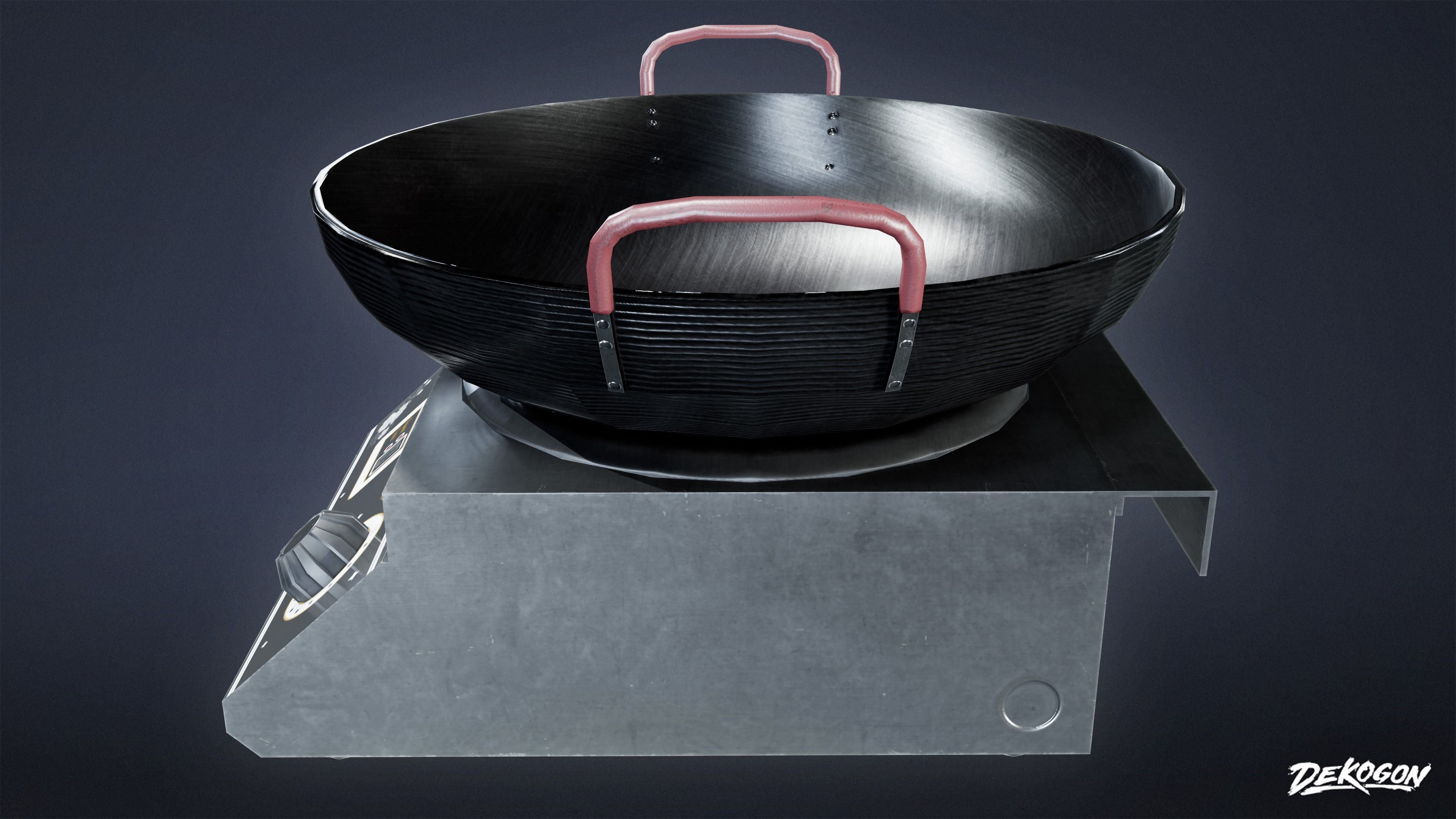 KITCHEN - Induction Wok 01 - LOW POLY Low-poly 3D model_2