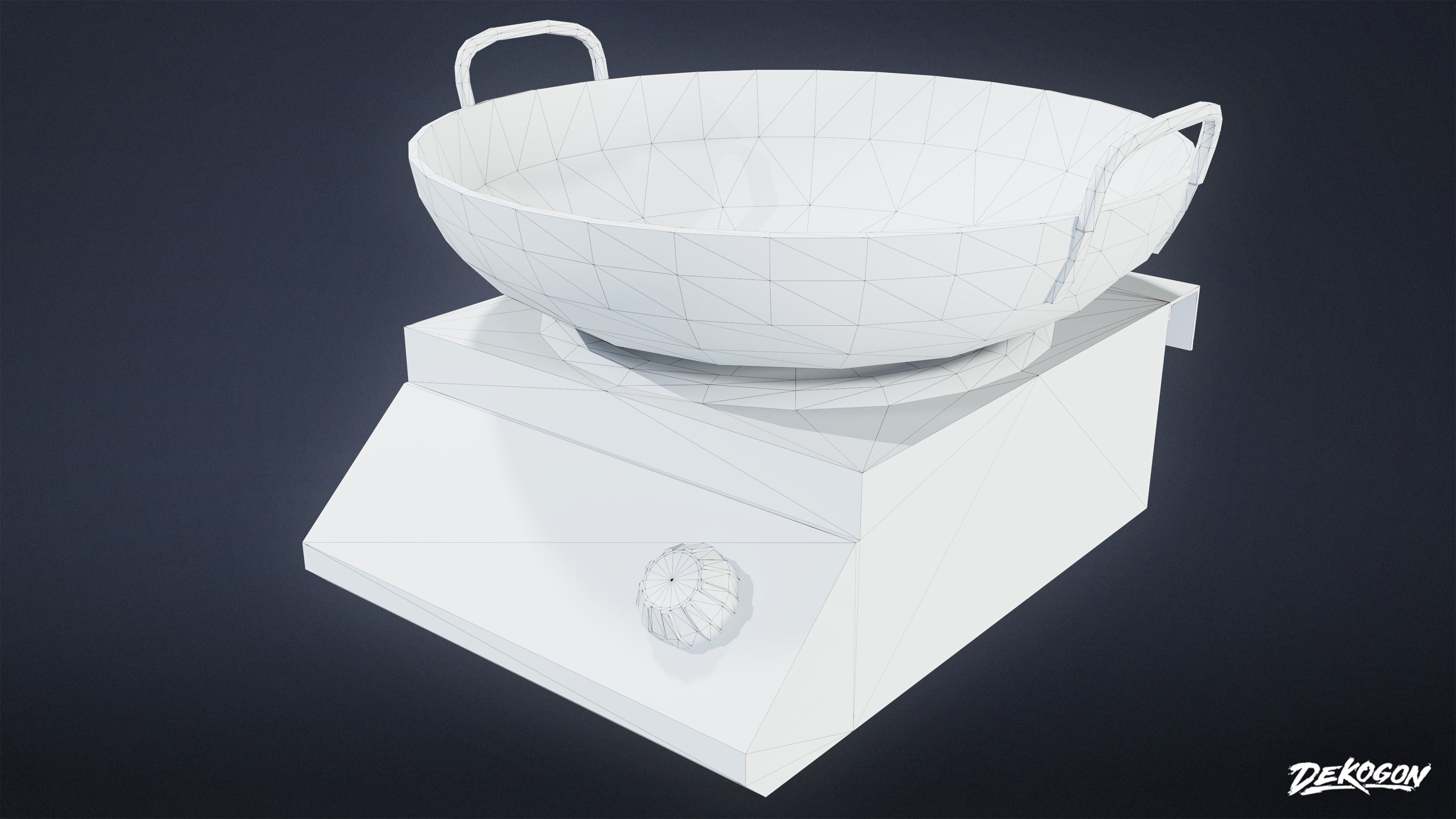 KITCHEN - Induction Wok 01 - LOW POLY Low-poly 3D model_1