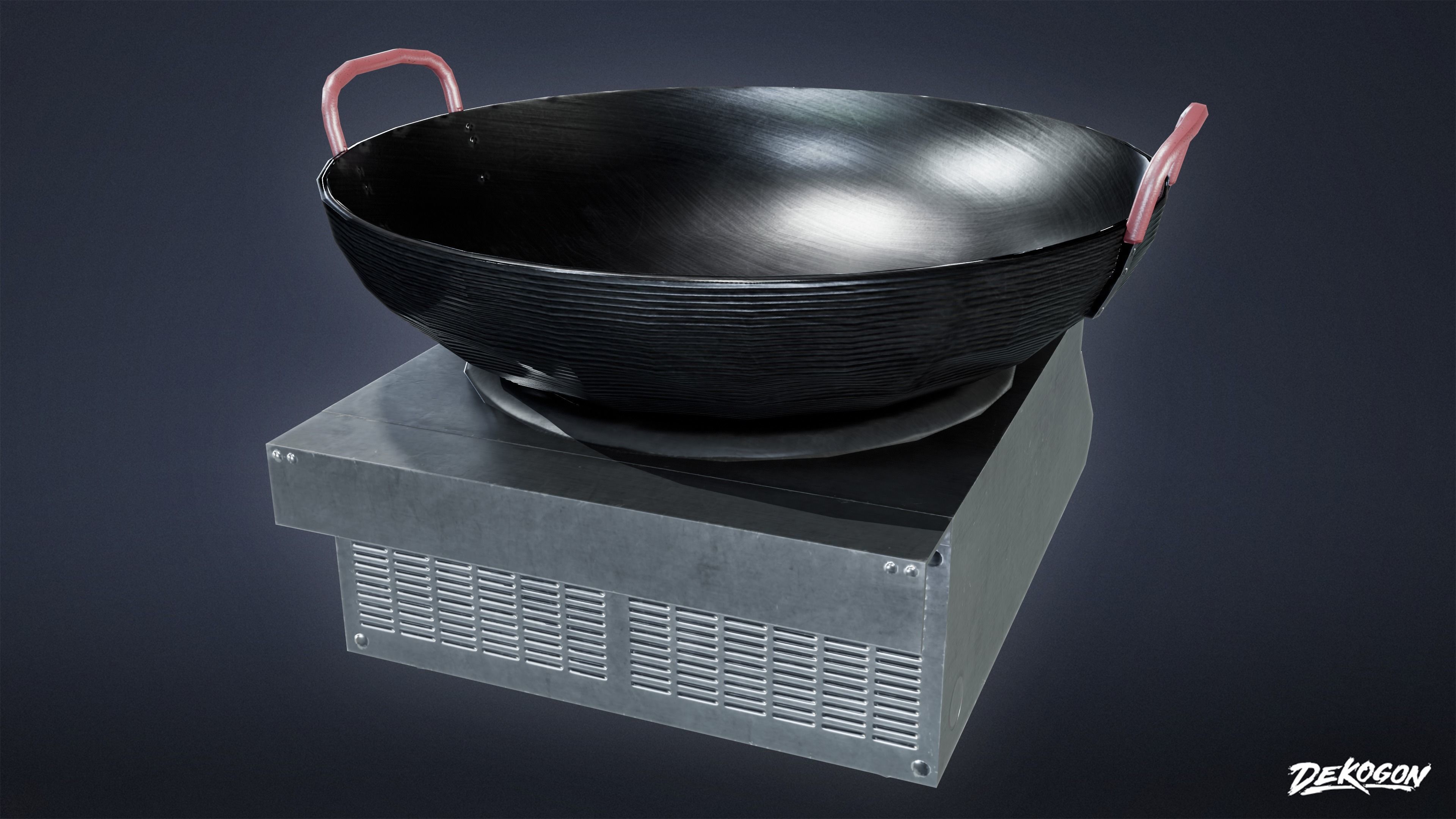 KITCHEN - Induction Wok 01 - LOW POLY Low-poly 3D model_4