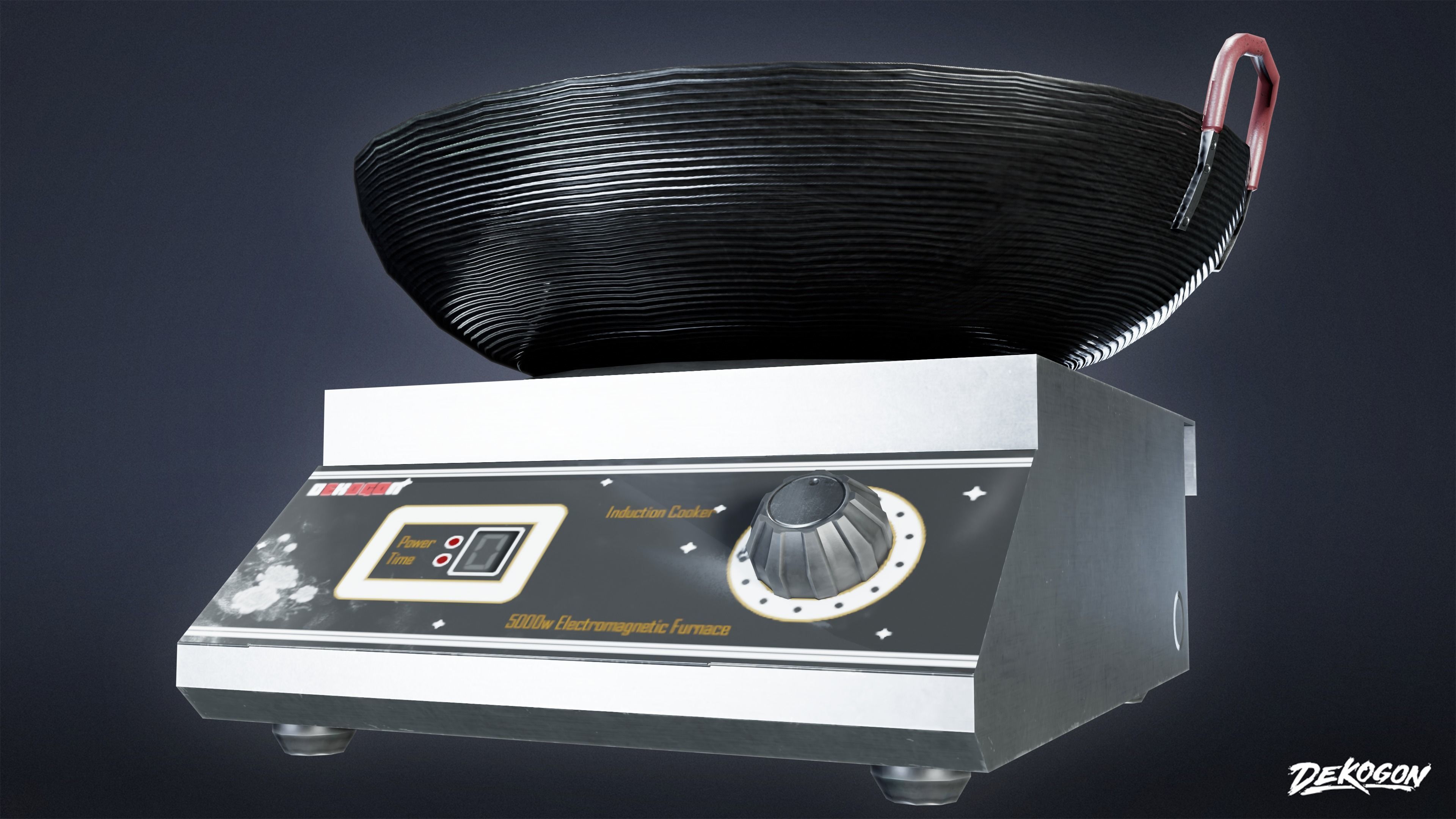 KITCHEN - Induction Wok 01 - LOW POLY Low-poly 3D model_6