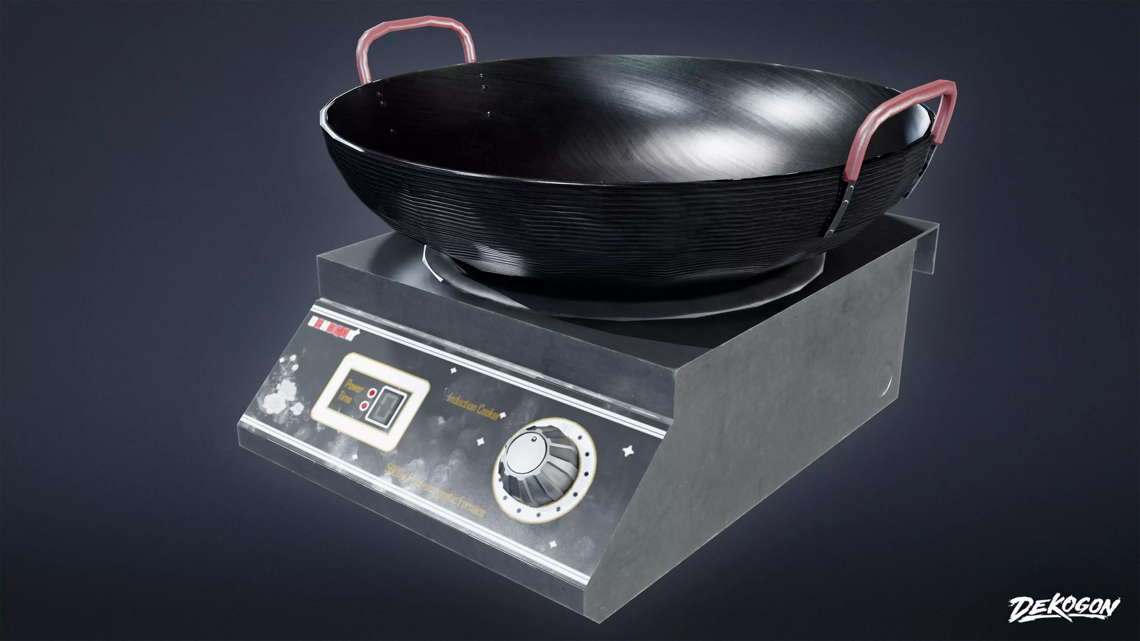 KITCHEN - Induction Wok 01 - LOW POLY Low-poly 3D model_0