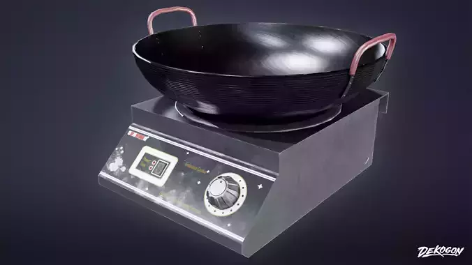 KITCHEN - Induction Wok 01 - LOW POLY Low-poly 3D model