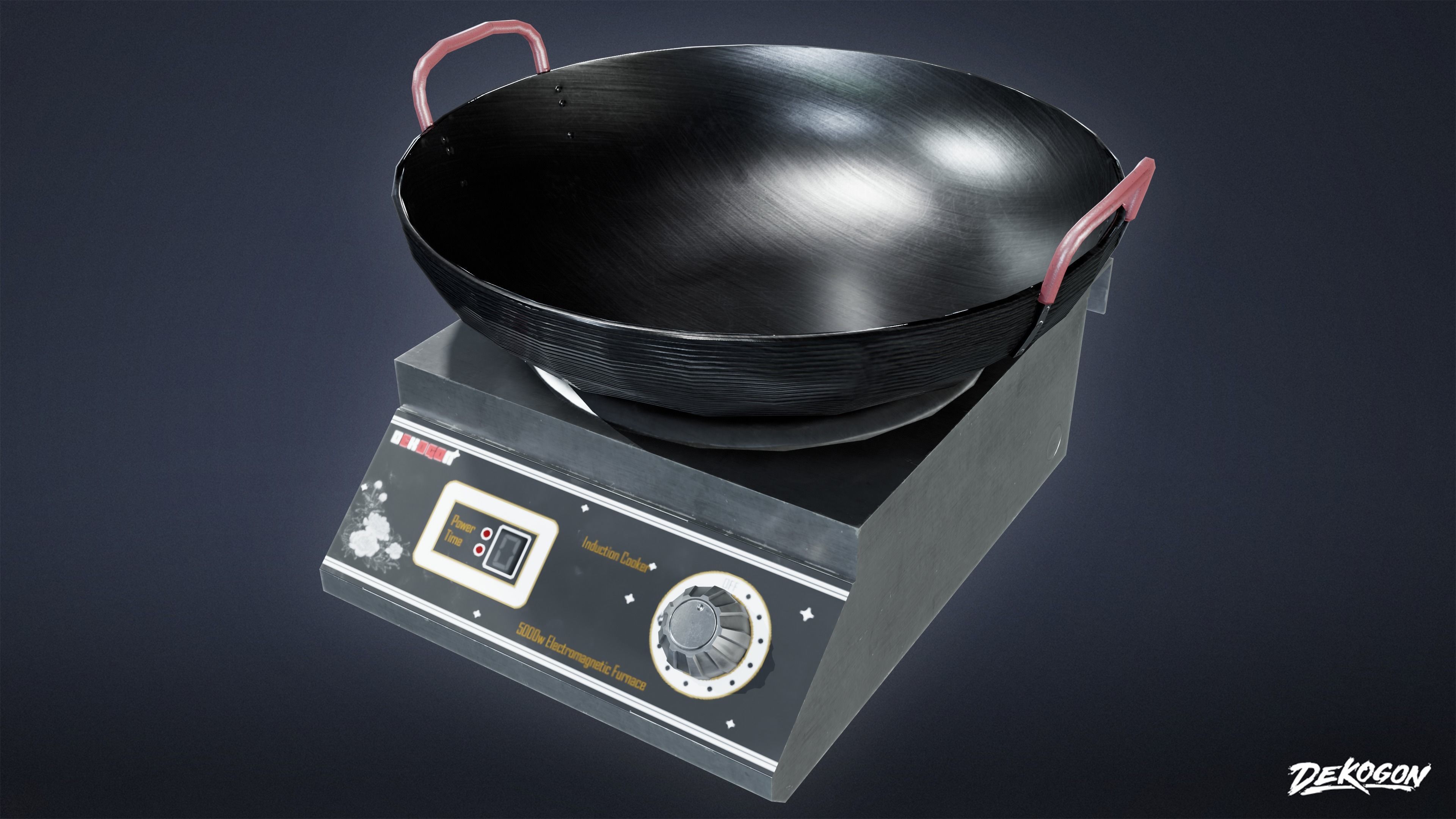 KITCHEN - Induction Wok 01 - LOW POLY Low-poly 3D model_5