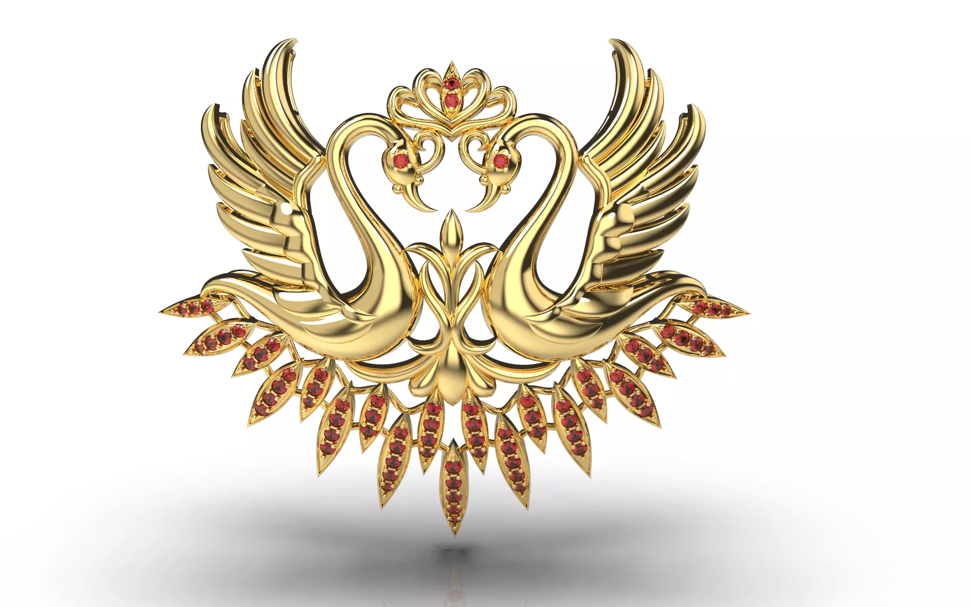 Swans with wings spread Pendant 3D print model_0