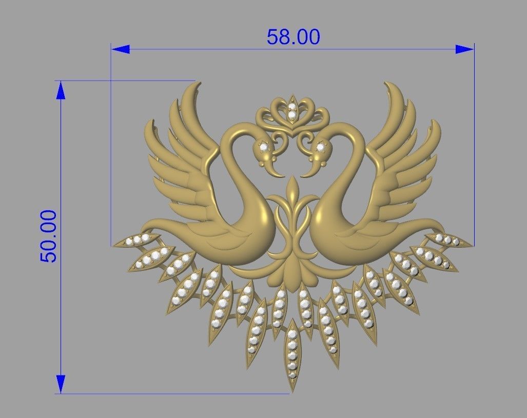 Swans with wings spread Pendant 3D print model_1