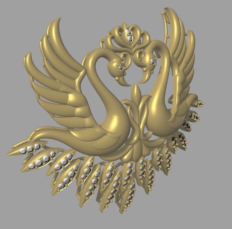 Swans with wings spread Pendant 3D print model_6