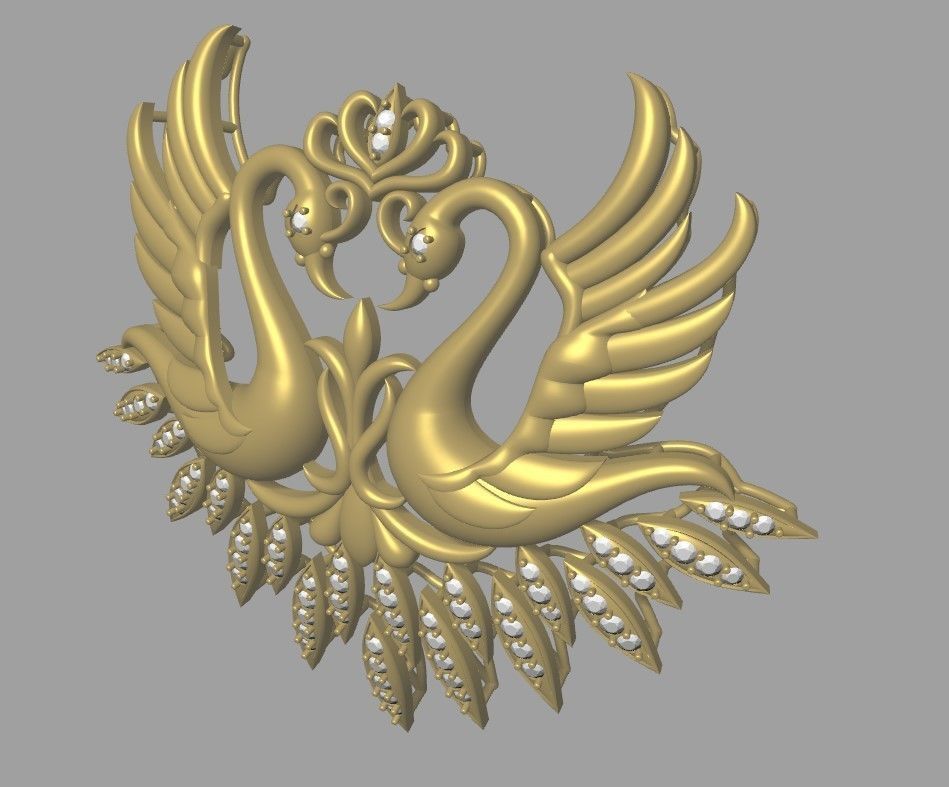 Swans with wings spread Pendant 3D print model_7