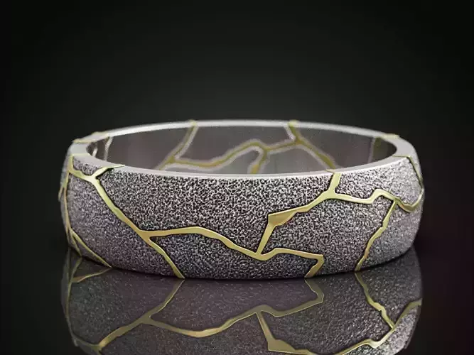 Kintsugi japan art band ring 3D print model