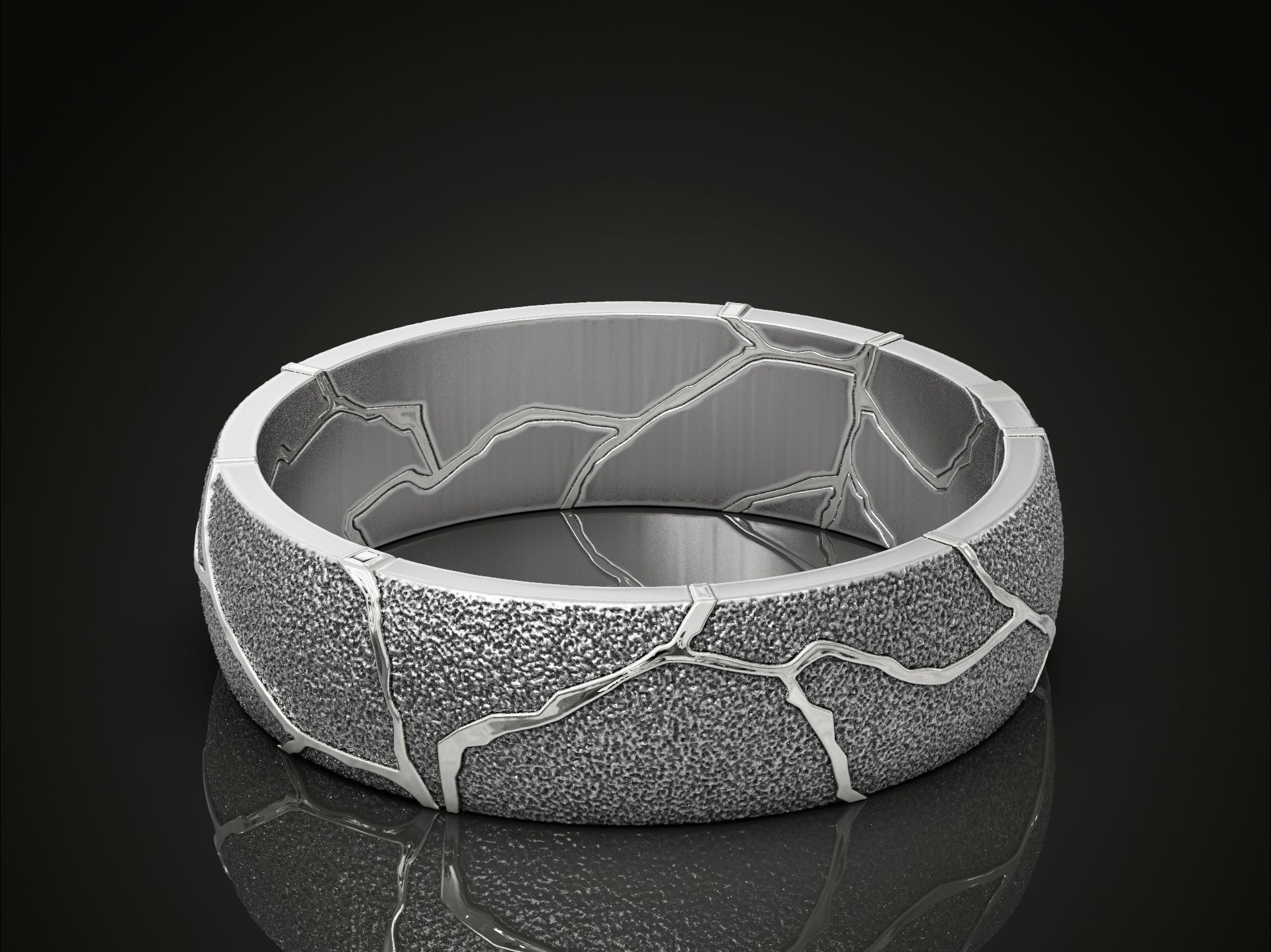 Kintsugi japan art band ring 3D print model_1
