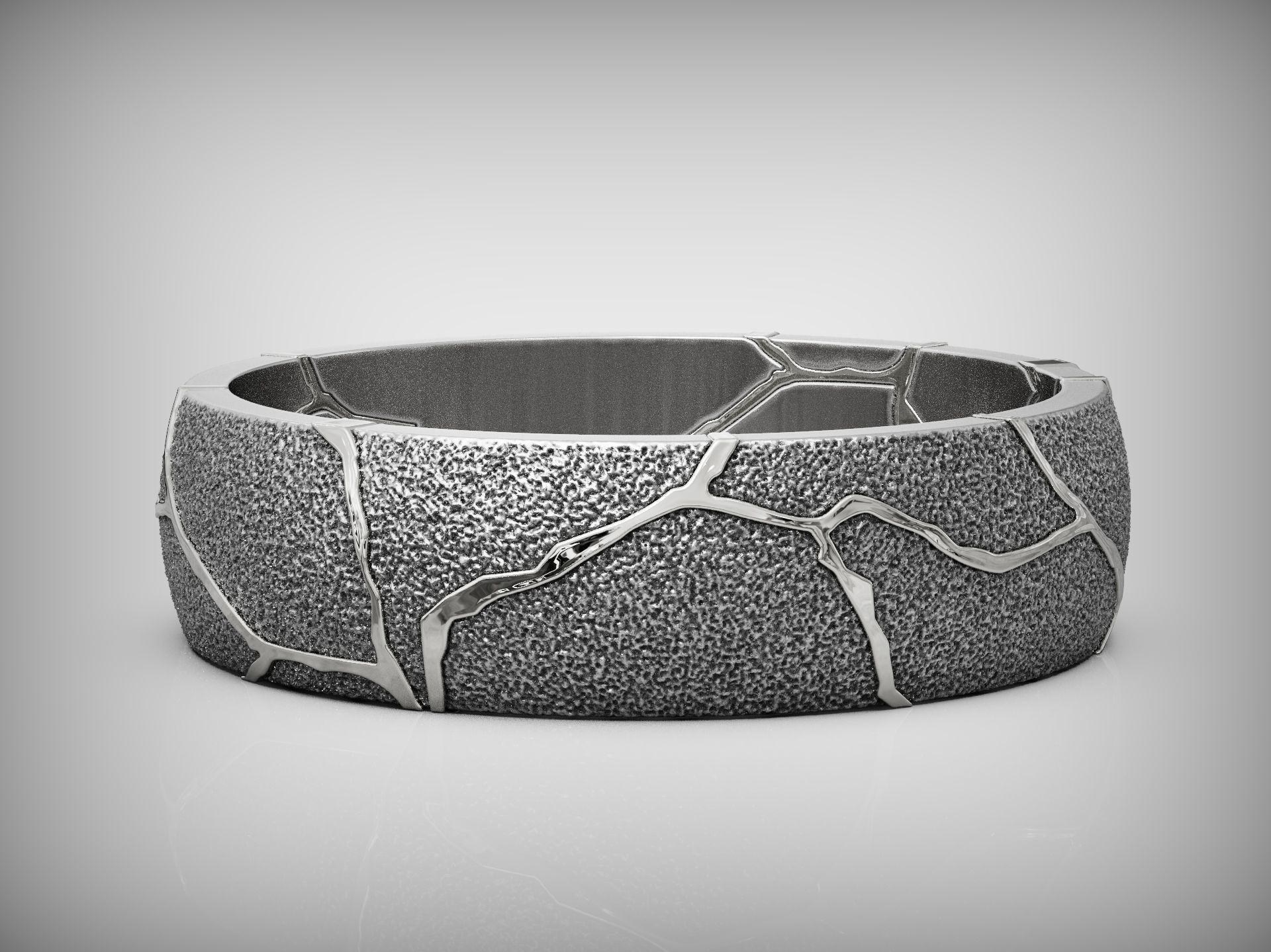 Kintsugi japan art band ring 3D print model_3
