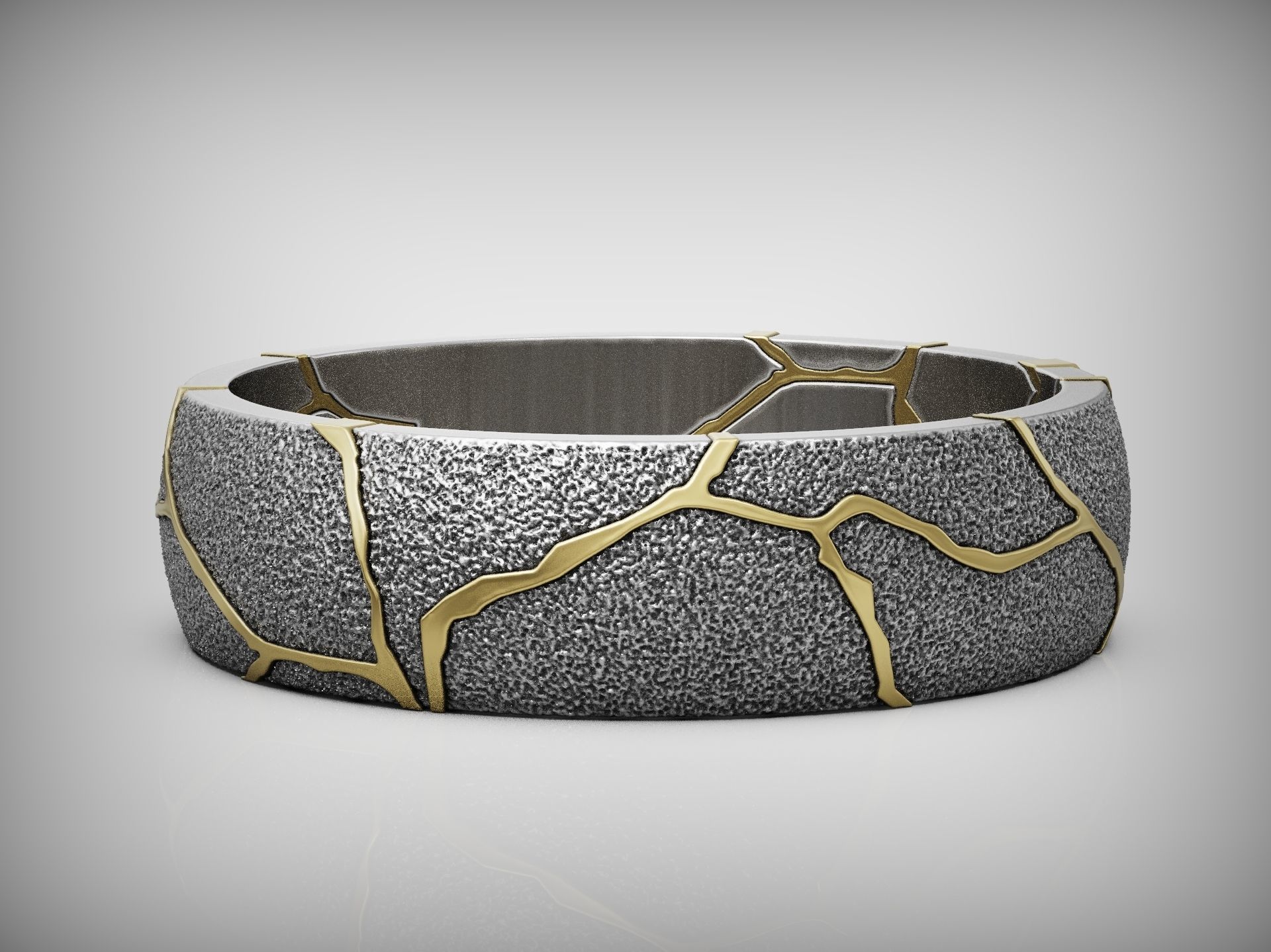 Kintsugi japan art band ring 3D print model_2