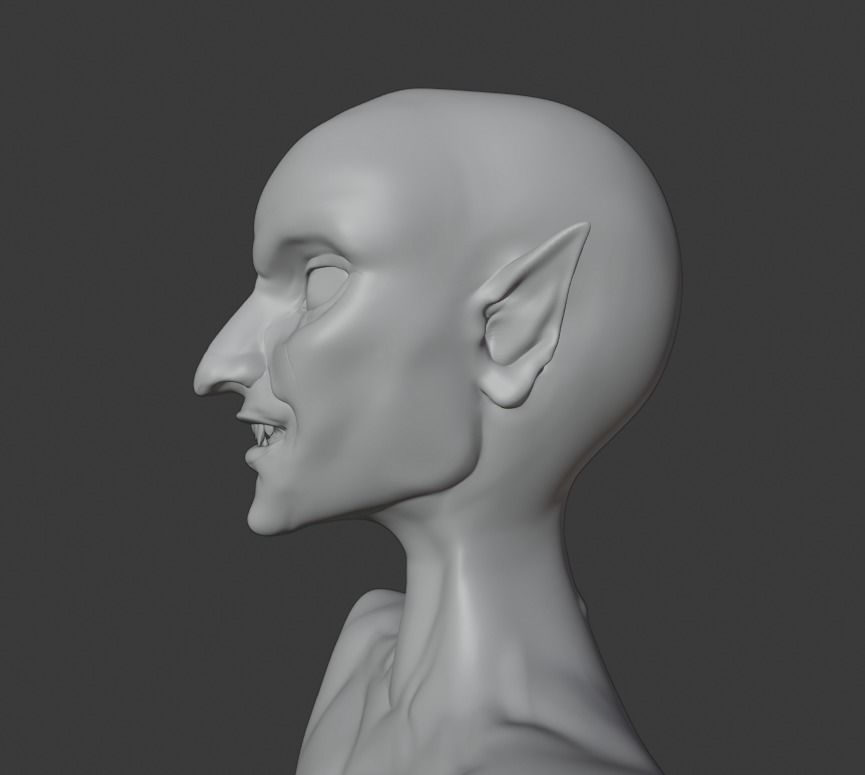 Upper body vampire statue  3D model_3