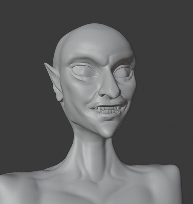 Upper body vampire statue  3D model_5