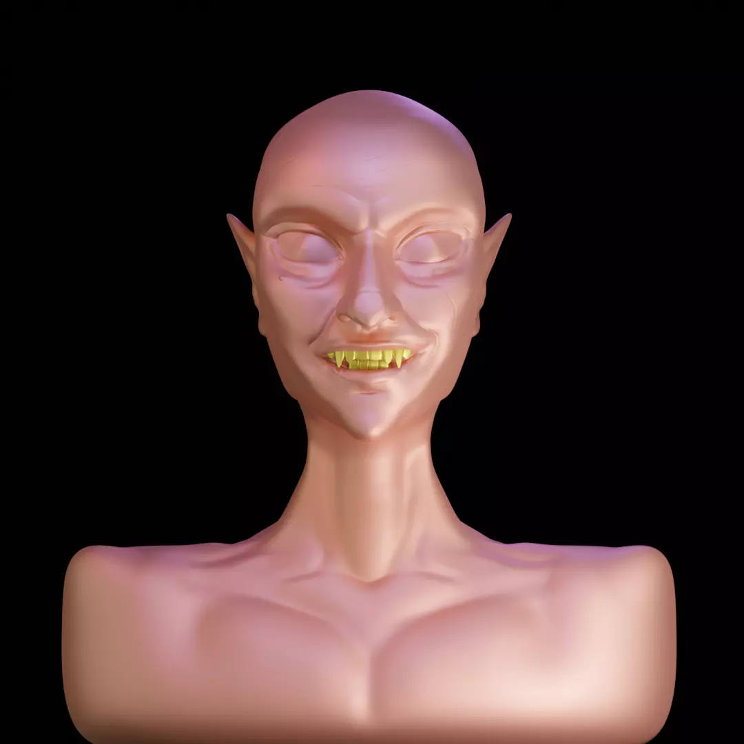 Upper body vampire statue  3D model_0