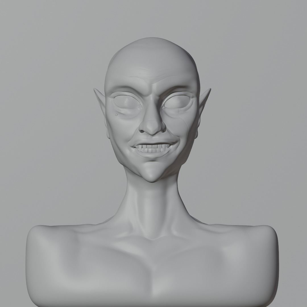 Upper body vampire statue  3D model_4