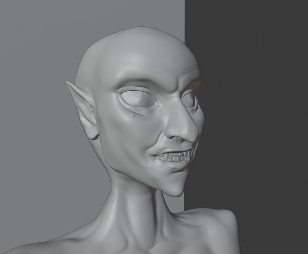 Upper body vampire statue  3D model_1