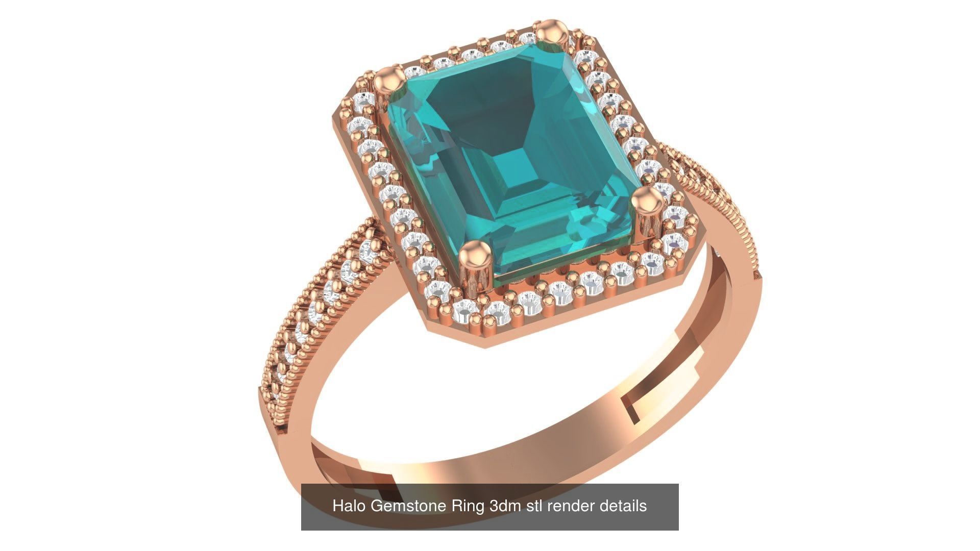 28 Halo Gemstone Ring 3dm stl render details 3D Model Collection_6