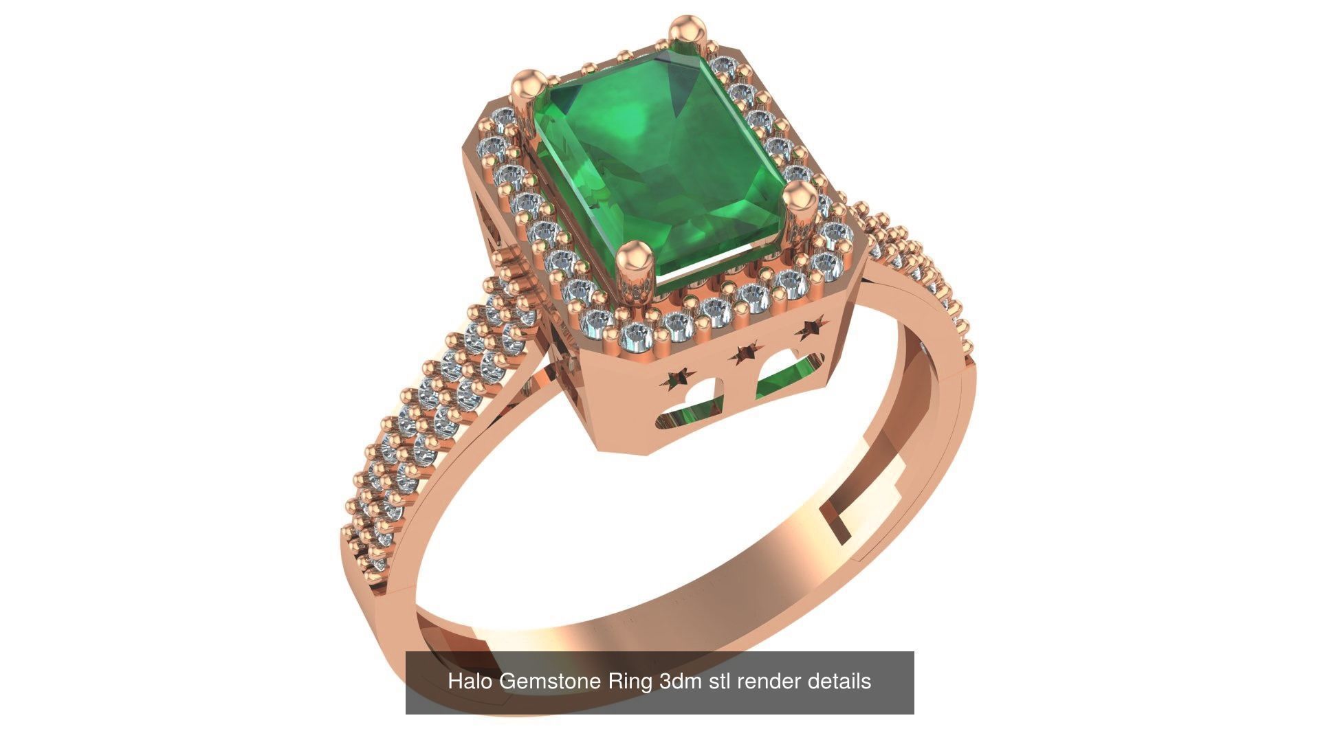28 Halo Gemstone Ring 3dm stl render details 3D Model Collection_22