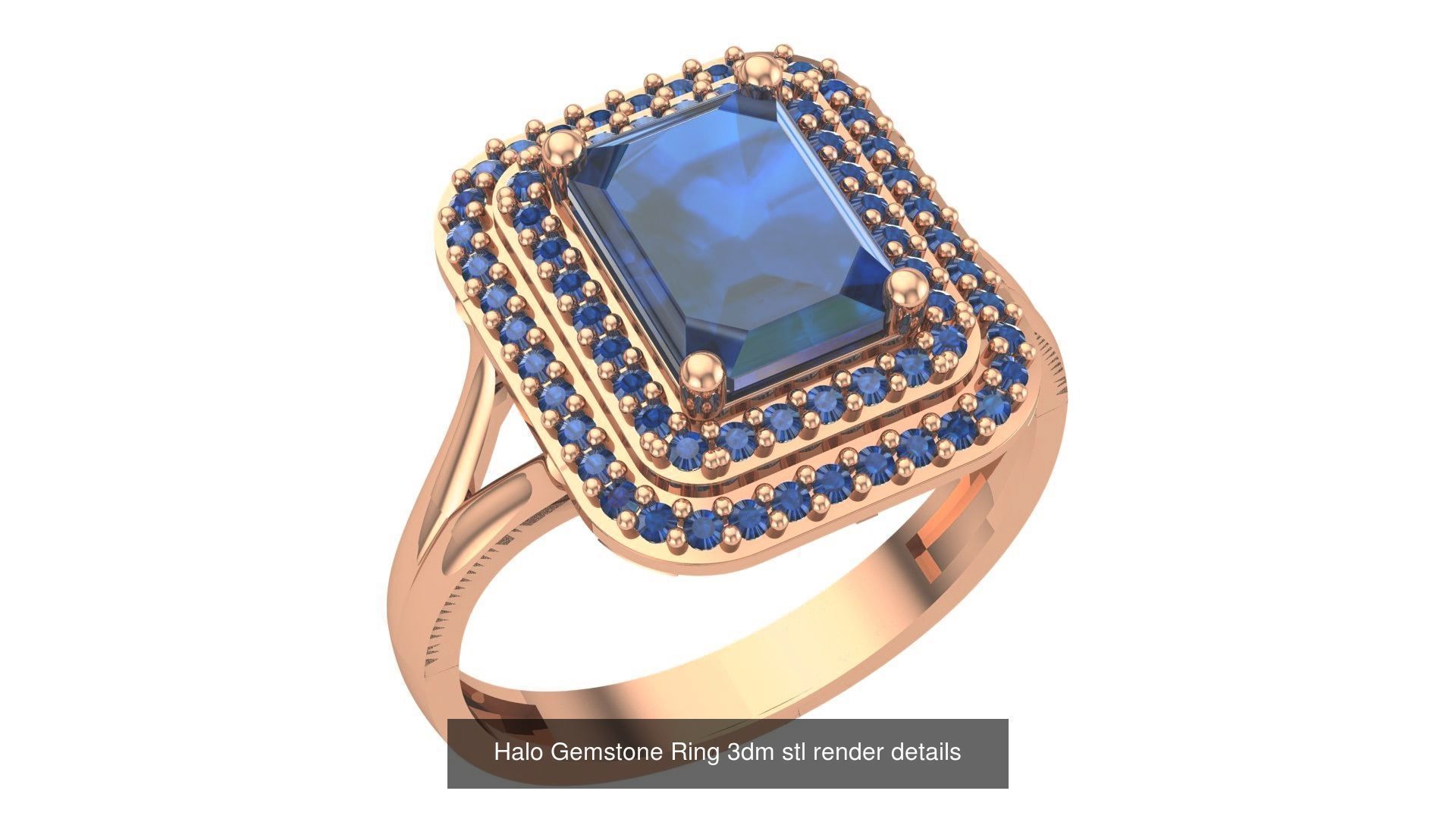 28 Halo Gemstone Ring 3dm stl render details 3D Model Collection_8