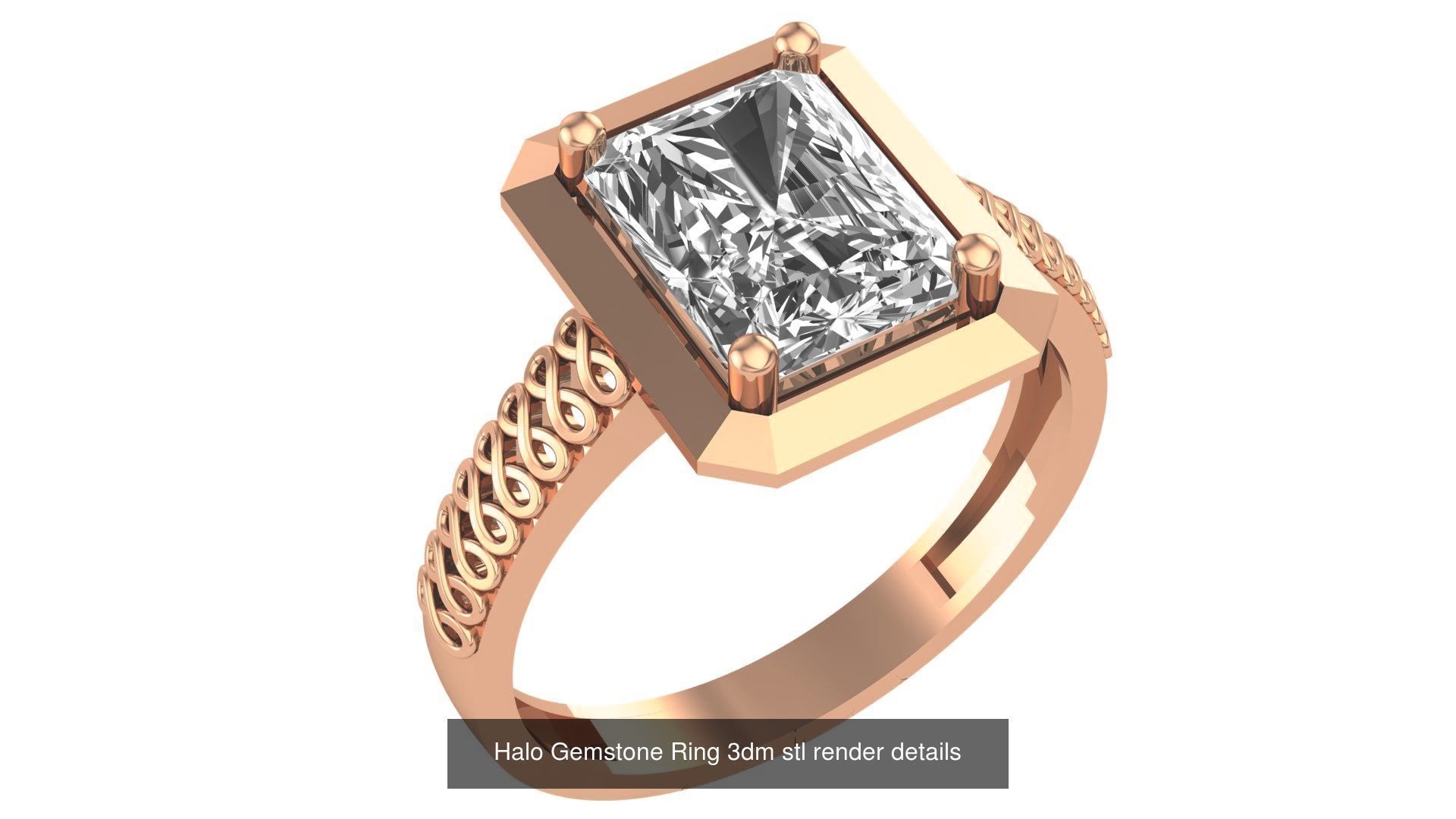 28 Halo Gemstone Ring 3dm stl render details 3D Model Collection_27