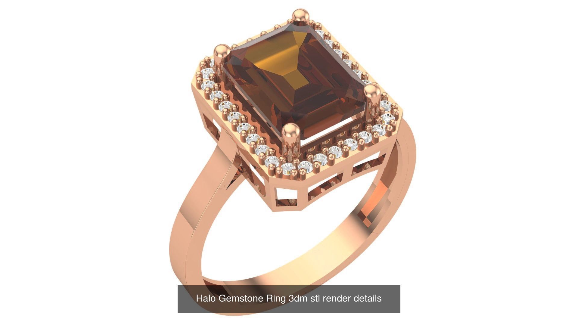 28 Halo Gemstone Ring 3dm stl render details 3D Model Collection_23