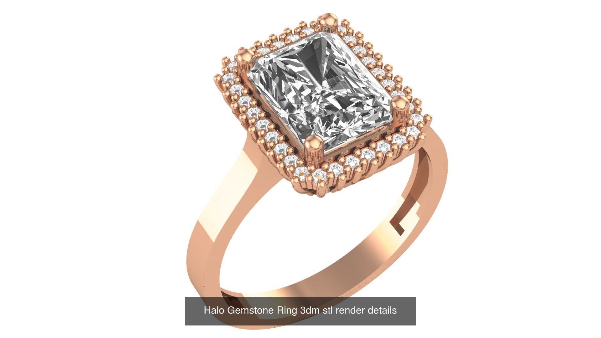 28 Halo Gemstone Ring 3dm stl render details 3D Model Collection_28