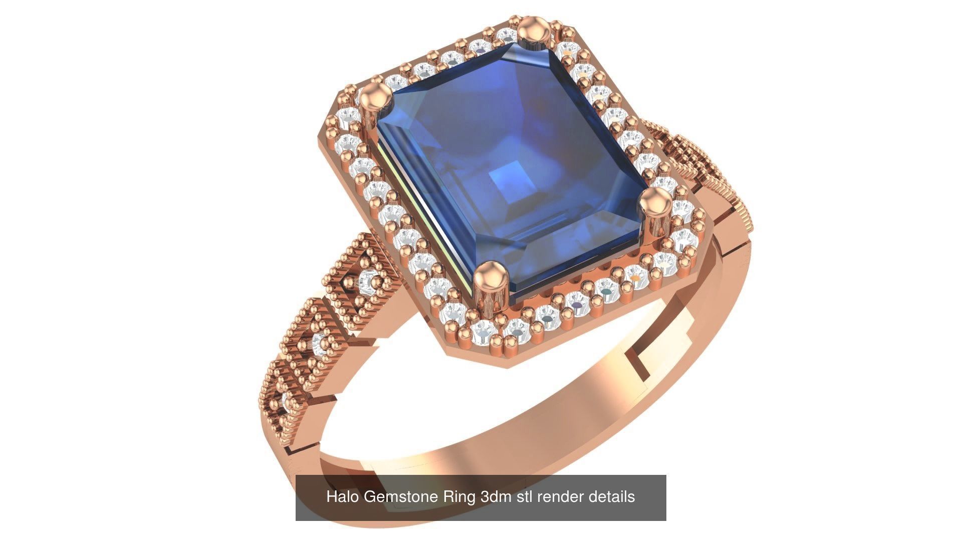28 Halo Gemstone Ring 3dm stl render details 3D Model Collection_19