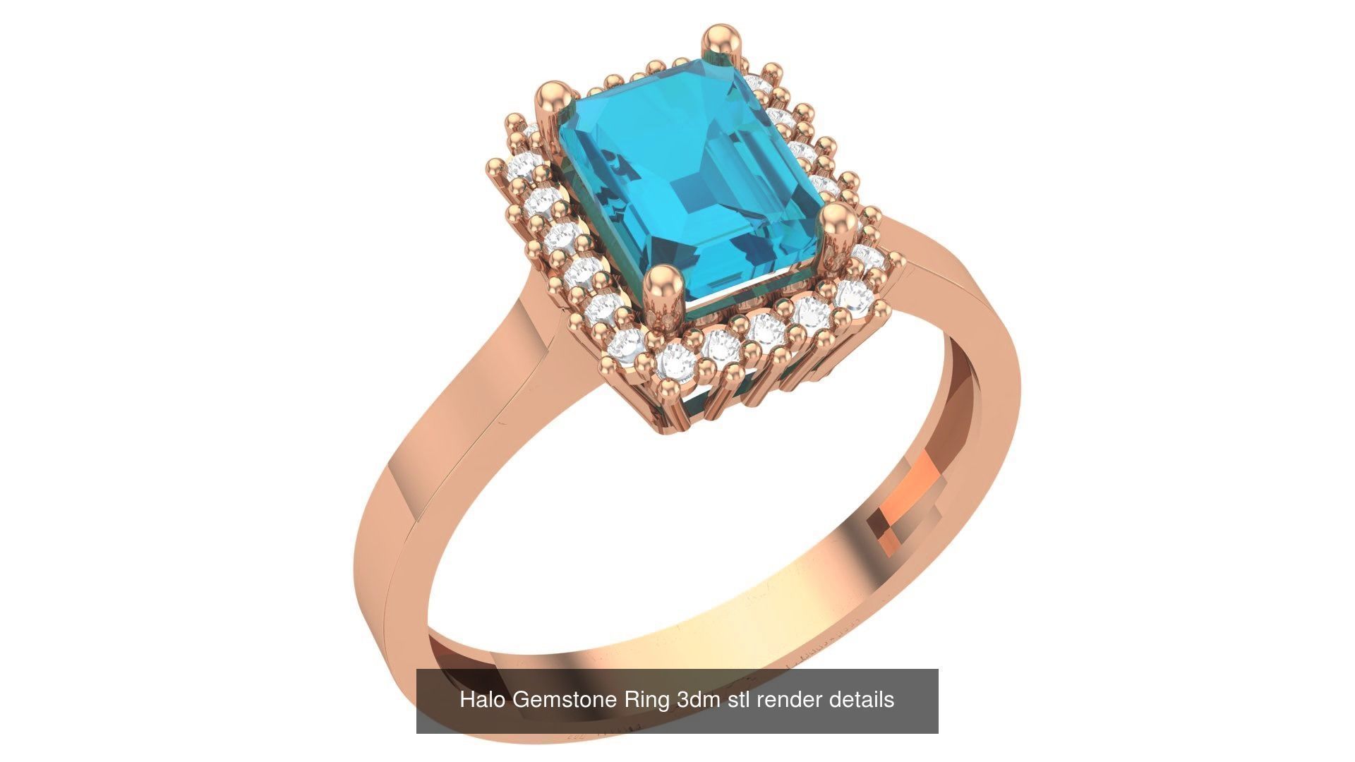 28 Halo Gemstone Ring 3dm stl render details 3D Model Collection_12