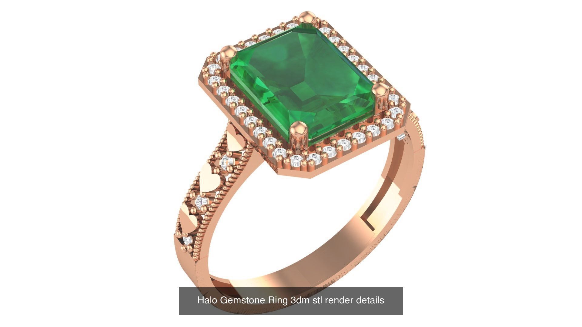 28 Halo Gemstone Ring 3dm stl render details 3D Model Collection_4