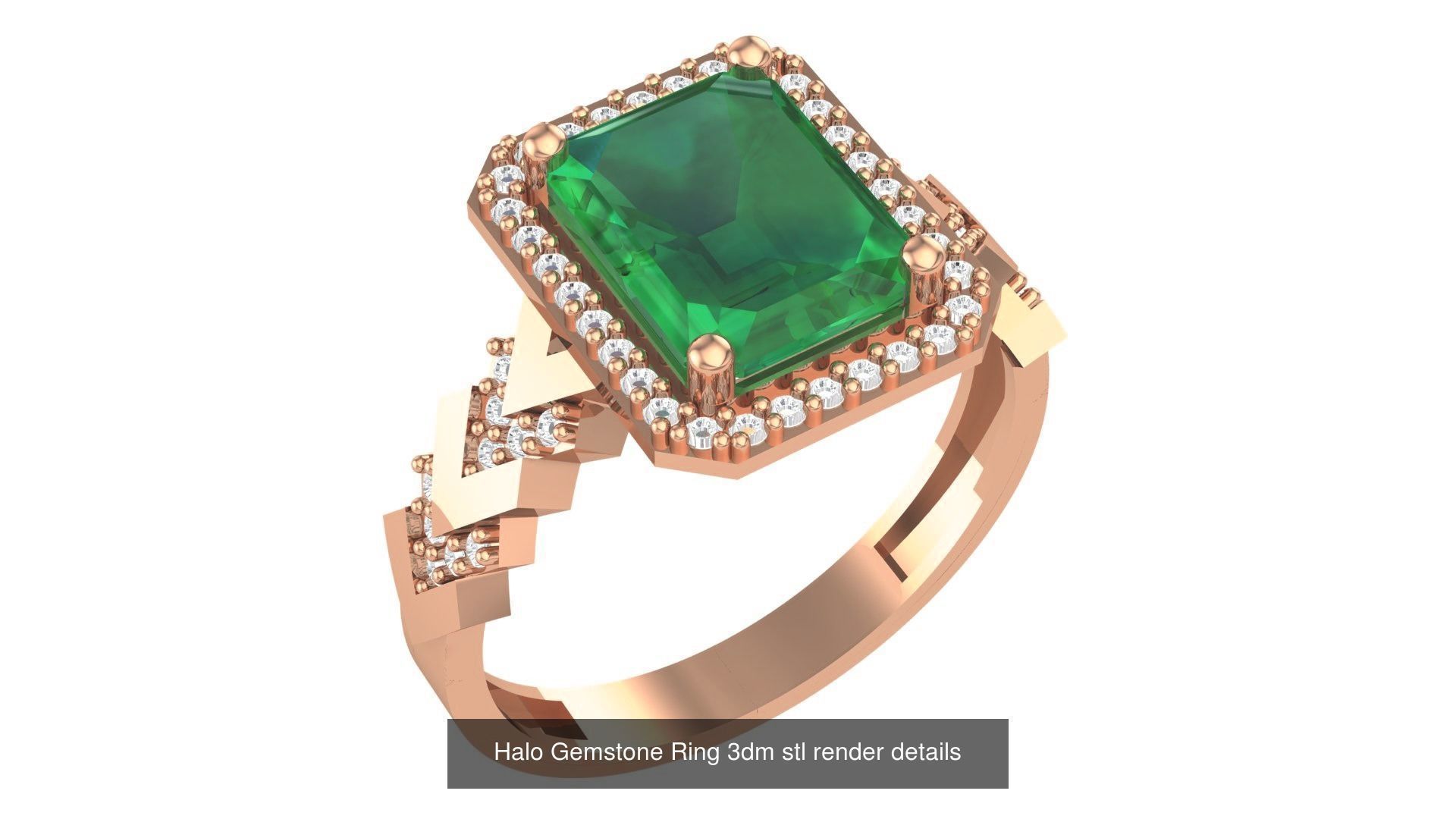 28 Halo Gemstone Ring 3dm stl render details 3D Model Collection_26