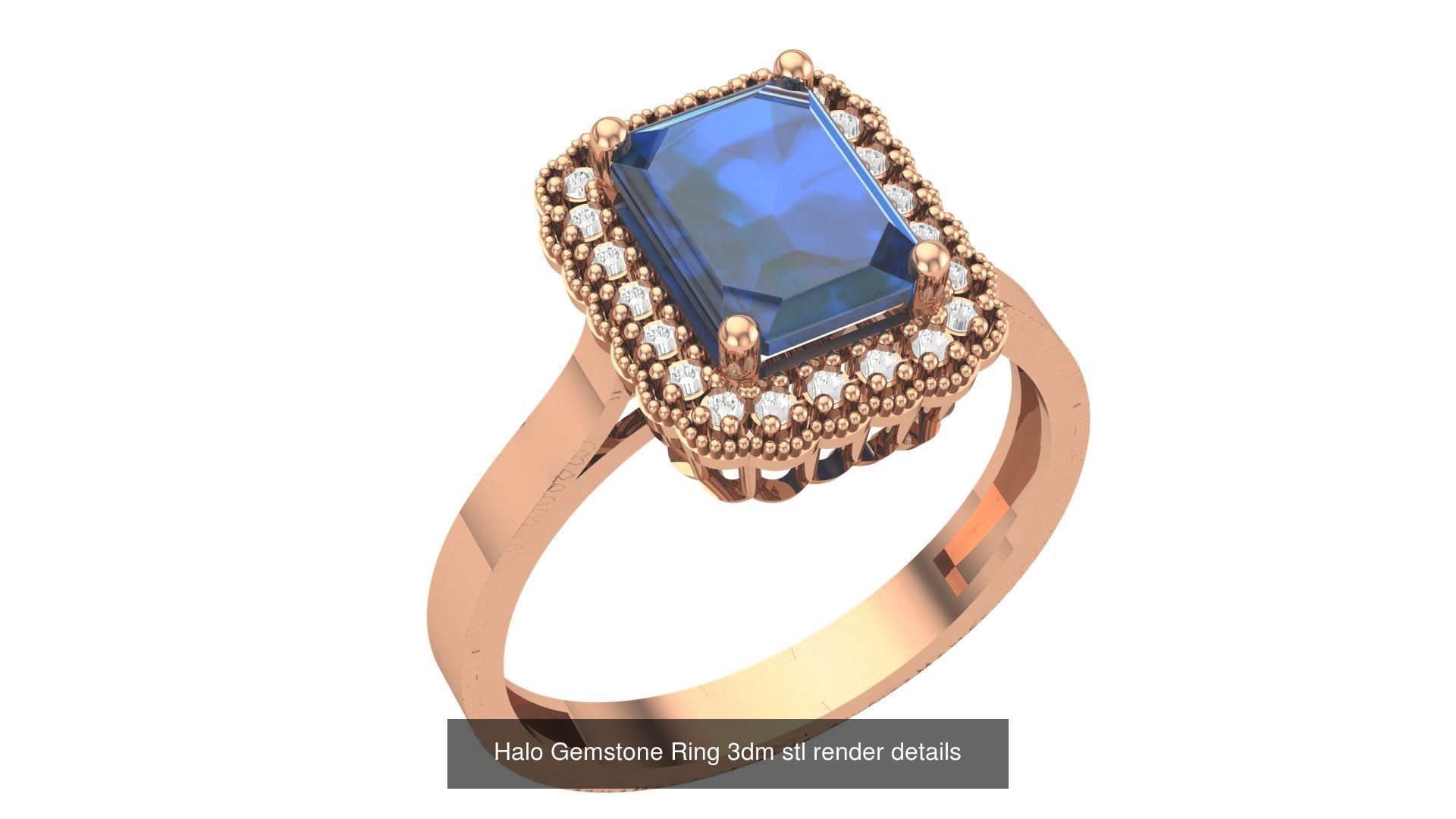 28 Halo Gemstone Ring 3dm stl render details 3D Model Collection_15