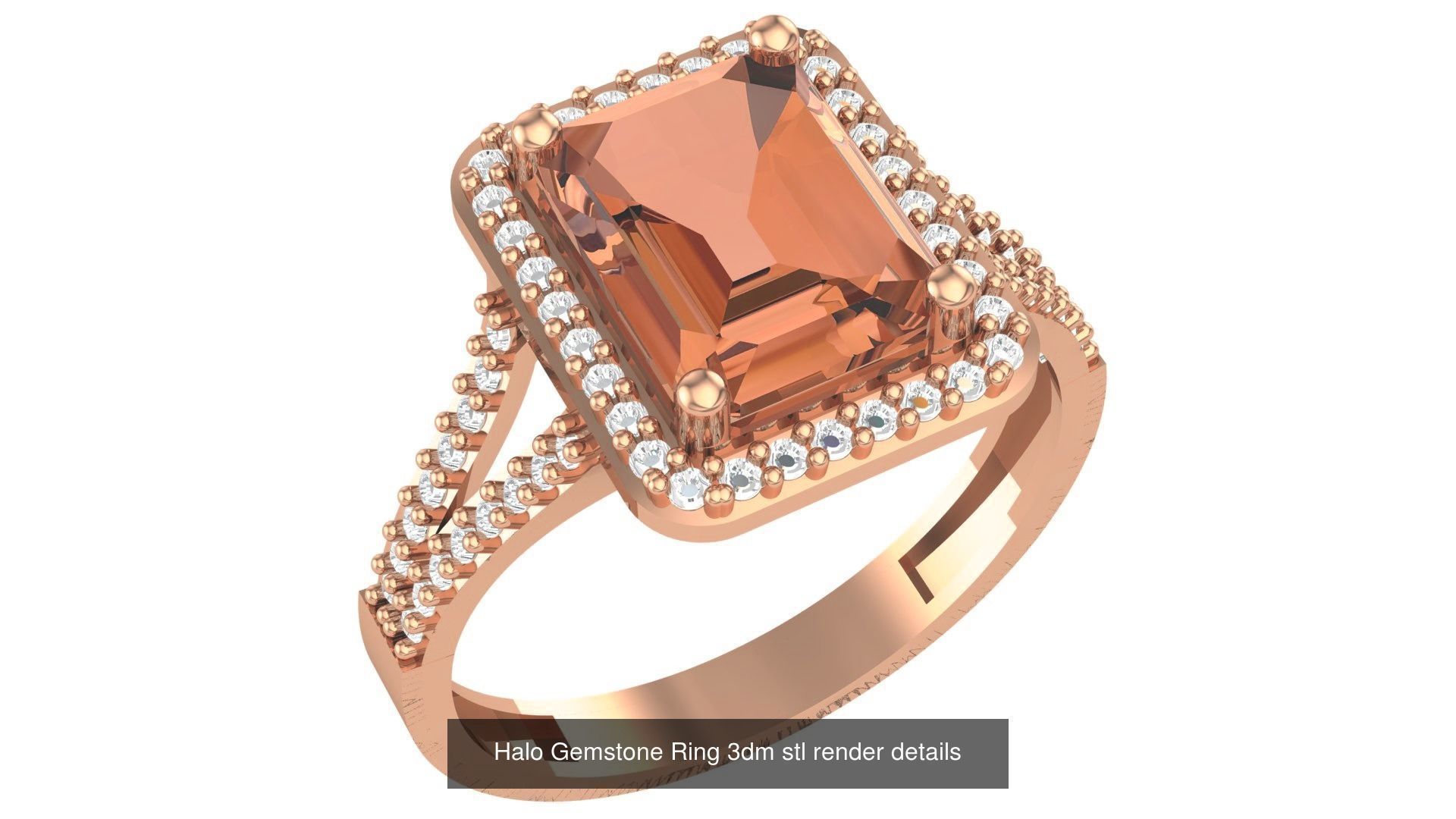 28 Halo Gemstone Ring 3dm stl render details 3D Model Collection_3