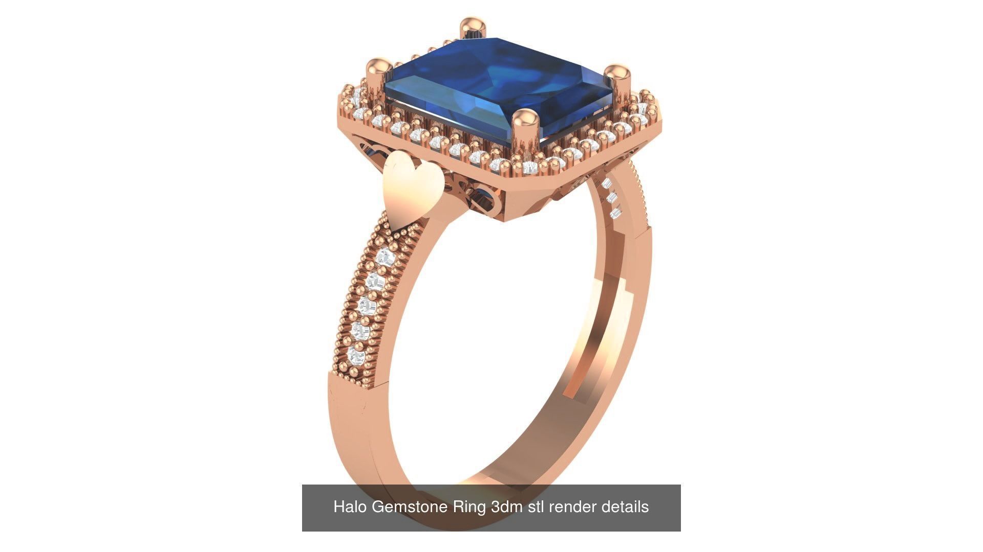 28 Halo Gemstone Ring 3dm stl render details 3D Model Collection_30
