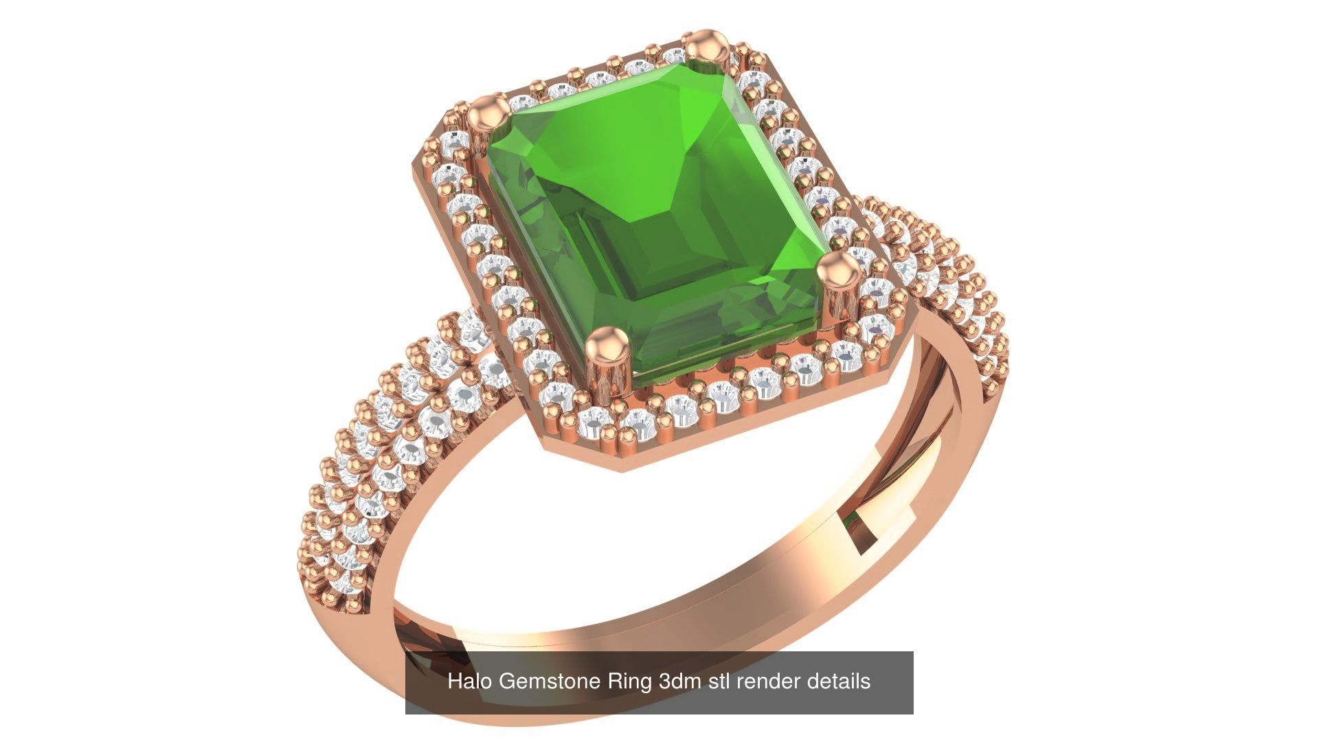 28 Halo Gemstone Ring 3dm stl render details 3D Model Collection_5