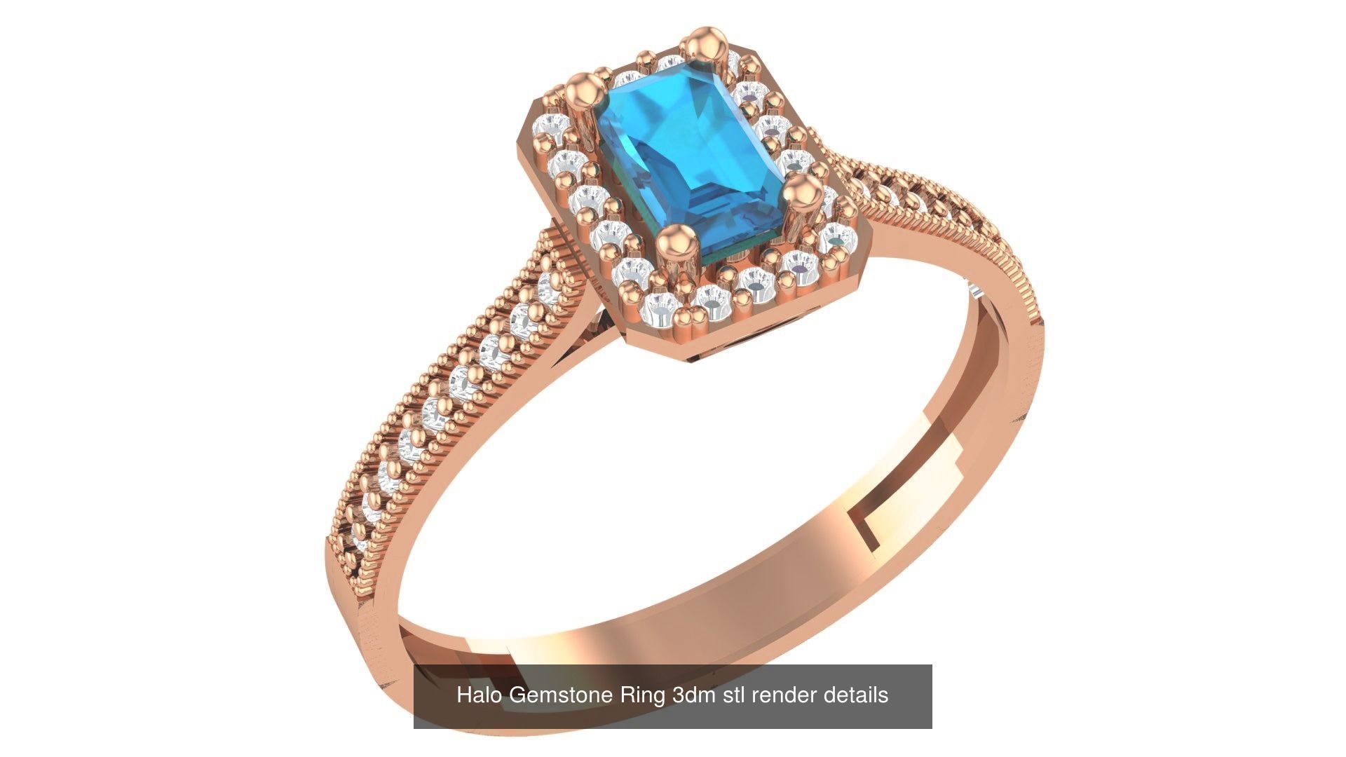 28 Halo Gemstone Ring 3dm stl render details 3D Model Collection_25