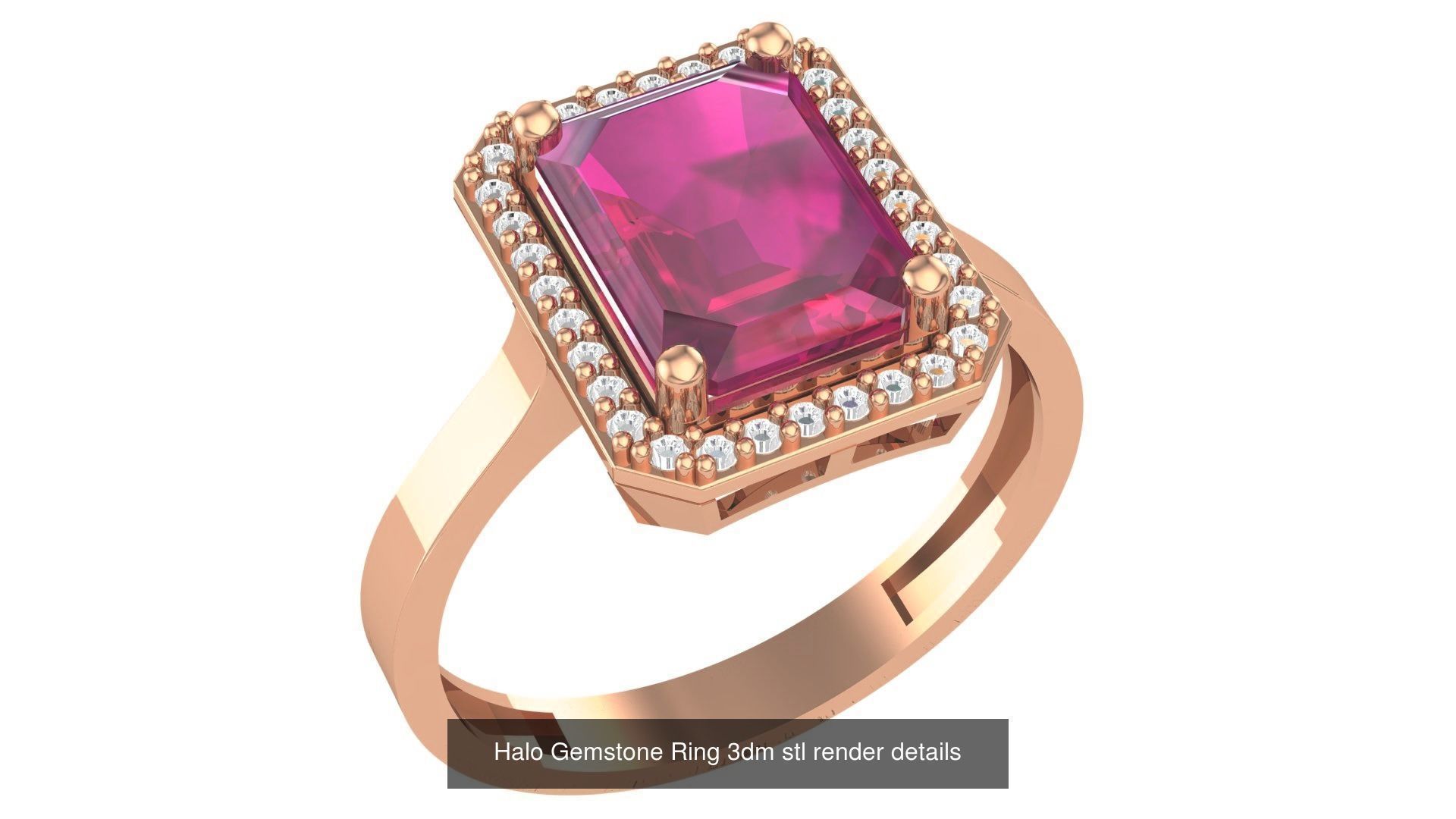 28 Halo Gemstone Ring 3dm stl render details 3D Model Collection_18