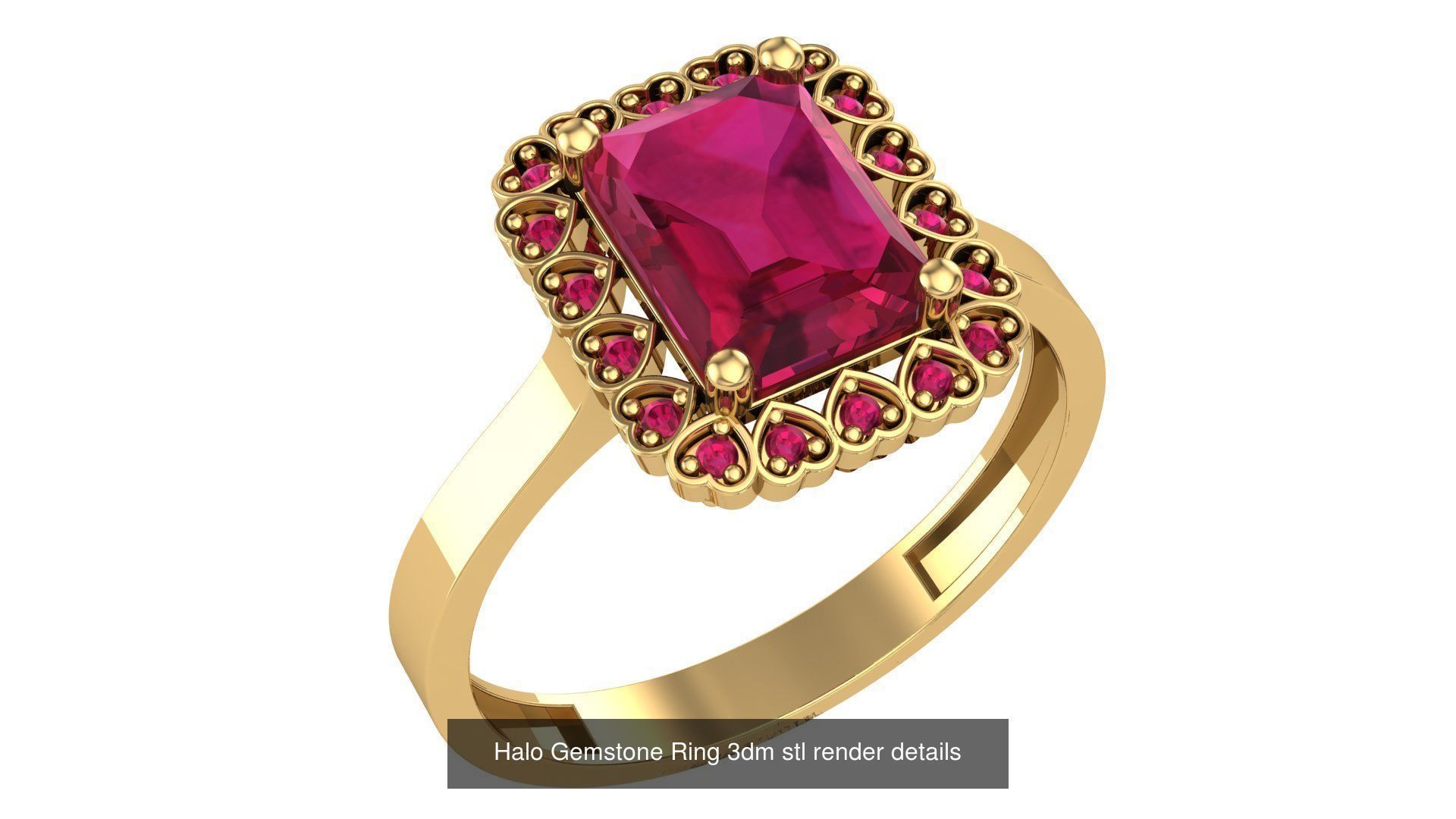 28 Halo Gemstone Ring 3dm stl render details 3D Model Collection_20