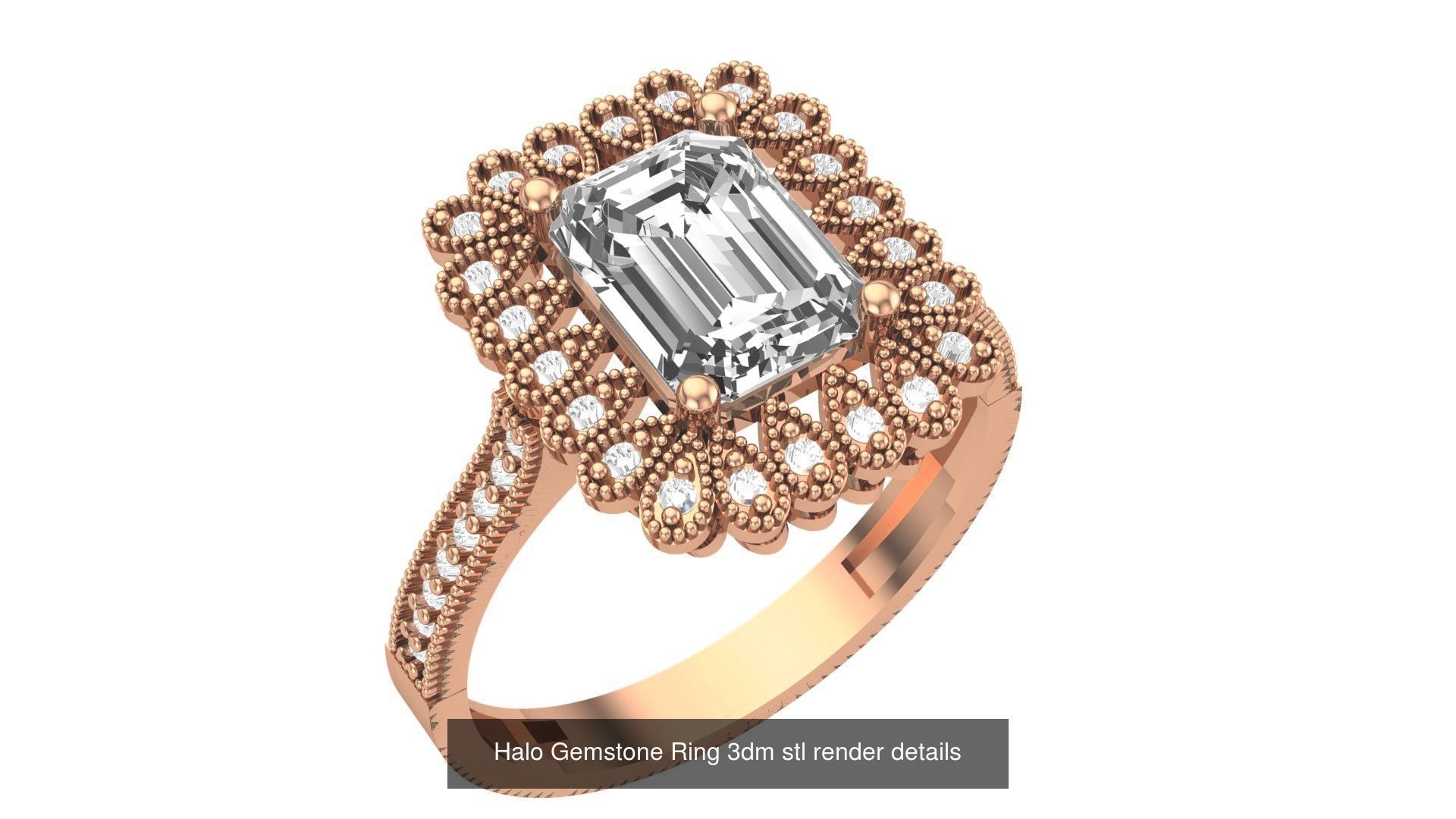 28 Halo Gemstone Ring 3dm stl render details 3D Model Collection_10
