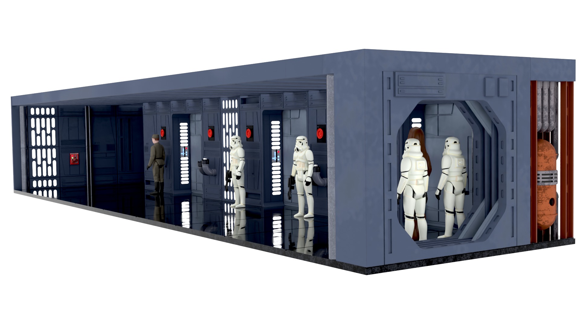 Set 7a - Death Star Hallway 1 1-12 scale Blackseries 3D Model Collection_8
