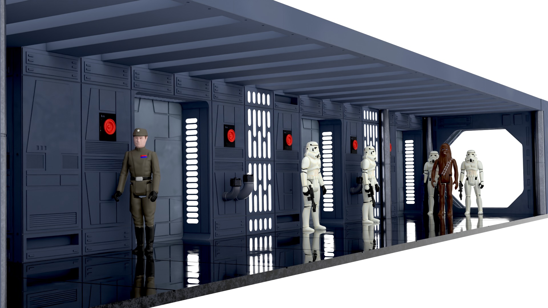 Set 7a - Death Star Hallway 1 1-12 scale Blackseries 3D Model Collection_9