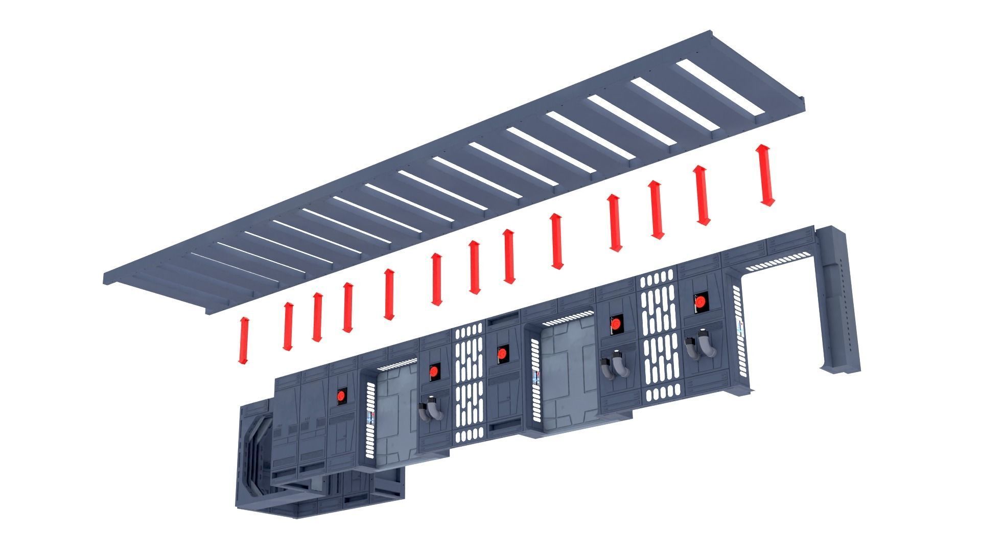 Set 7a - Death Star Hallway 1 1-12 scale Blackseries 3D Model Collection_21