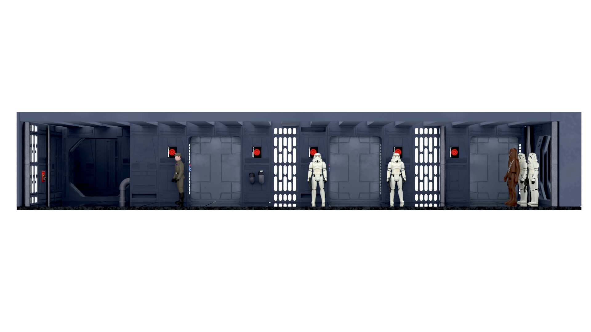 Set 7a - Death Star Hallway 1 1-12 scale Blackseries 3D Model Collection_6