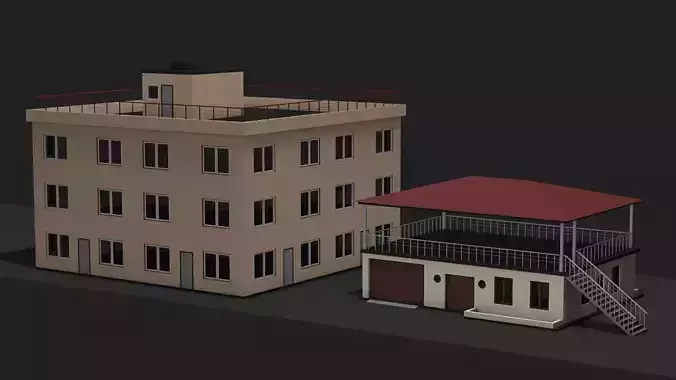 Two buildings or houses 3D model