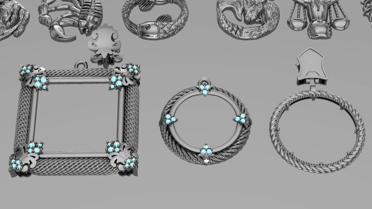 Zodiac Symbols theme 2 with 3 frame 3D print model_1