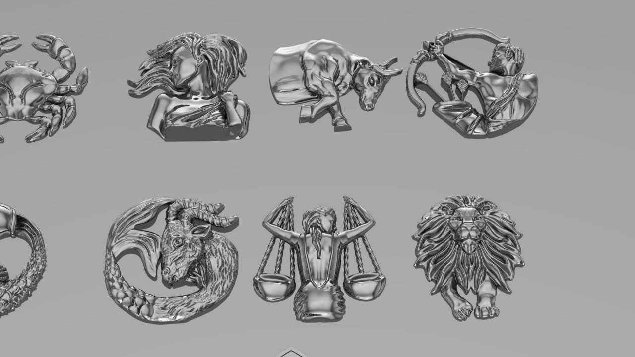 Zodiac Symbols theme 2 with 3 frame 3D print model_3
