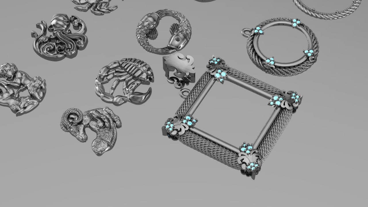 Zodiac Symbols theme 2 with 3 frame 3D print model_4