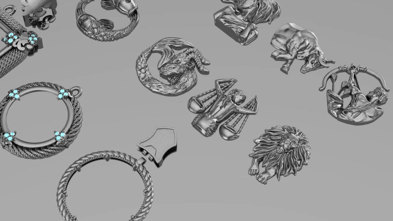 Zodiac Symbols theme 2 with 3 frame 3D print model_5